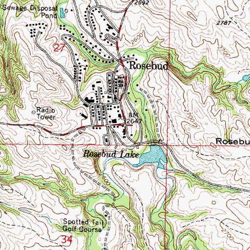 Topographic Map of Rosebud Fire Department, SD