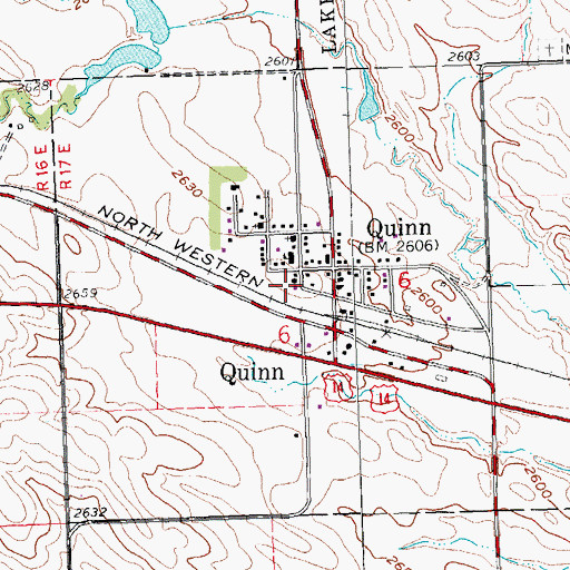 Topographic Map of Quinn Volunteer Fire Department, SD