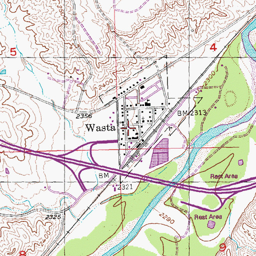 Topographic Map of Wasta Volunteer Fire Department, SD