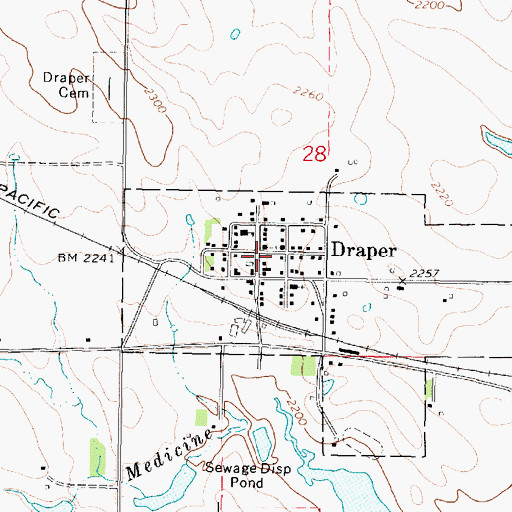 Topographic Map of Draper Fire Department, SD