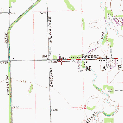 Topographic Map of Renner Fire Rescue, SD