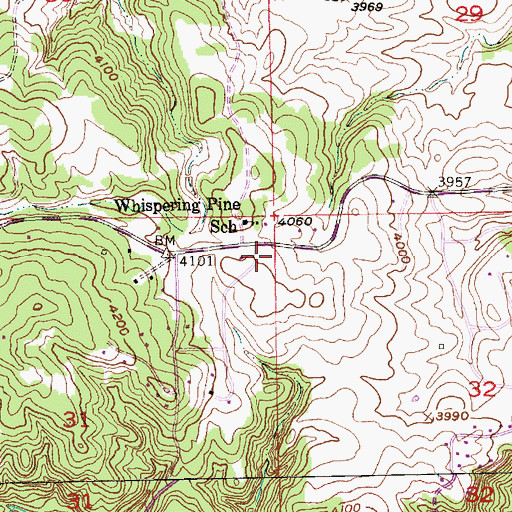 Topographic Map of Whispering Pines Volunteer Fire Department, SD