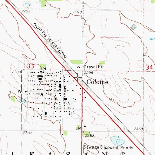Topographic Map of Colome Fire Department, SD