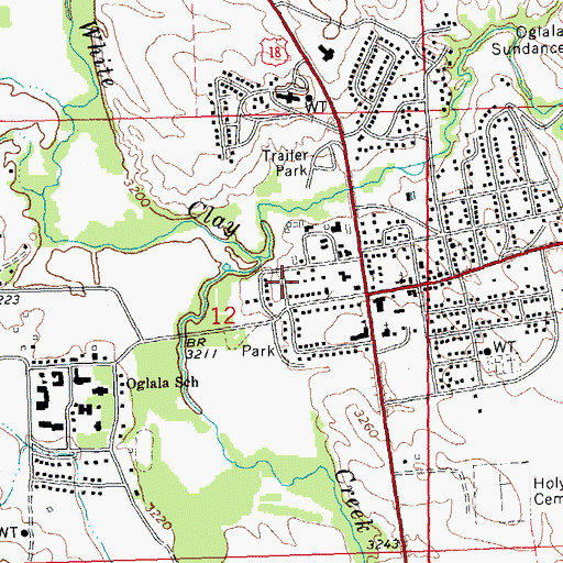 Topographic Map of Pine Ridge Fire Department, SD