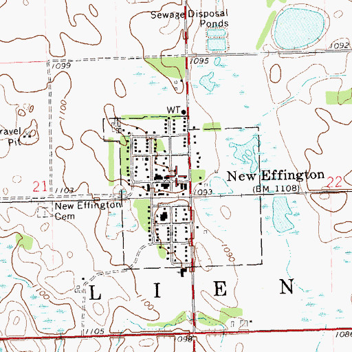 Topographic Map of New Effington Fire Department, SD