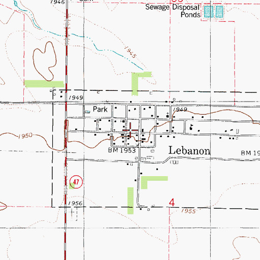 Topographic Map of Lebanon Volunteer Fire Department, SD