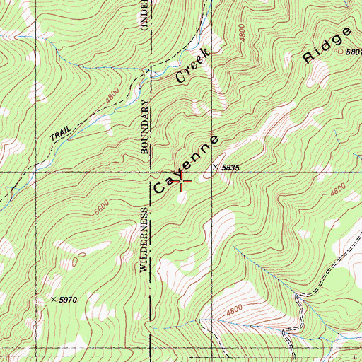 Topographic Map of Cayenne Ridge, CA