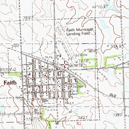Topographic Map of Faith Fire Department, SD