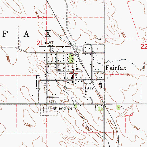 Topographic Map of Fairfax Fire Department, SD