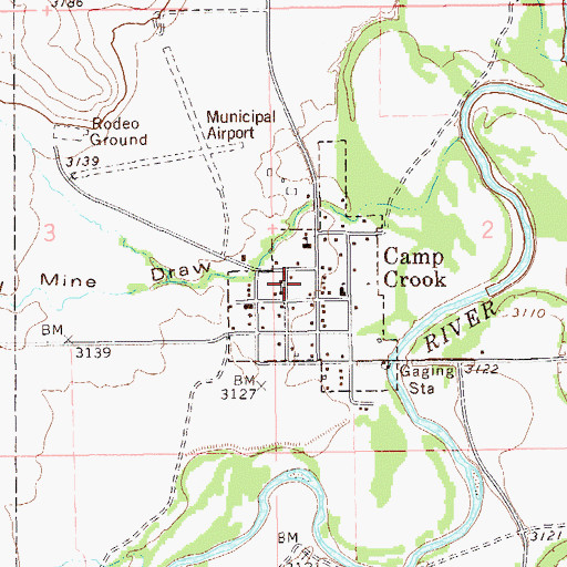 Topographic Map of Camp Crook Community Fire Department, SD