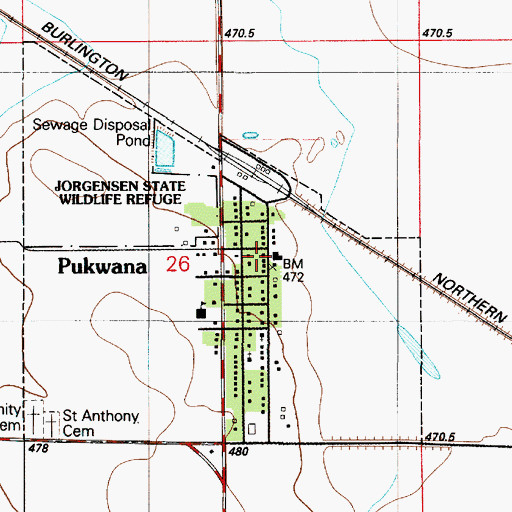 Topographic Map of Pukwana Volunteer Fire Department, SD