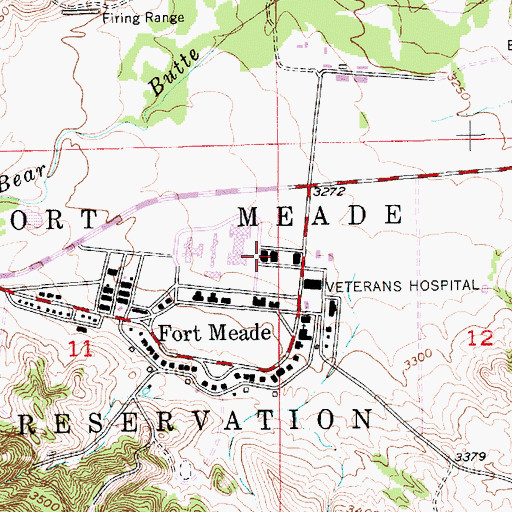 Topographic Map of Fort Meade Fire Department, SD