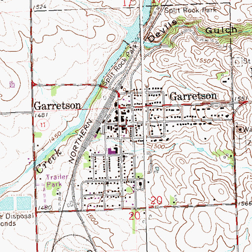 Topographic Map of Garretson Volunteer Fire Department, SD