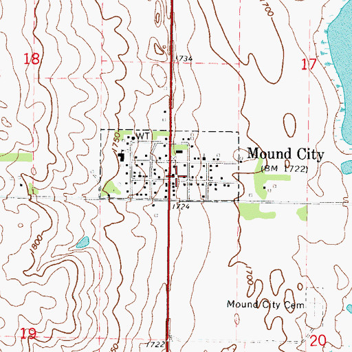 Topographic Map of Mound City Volunteer Fire Department, SD