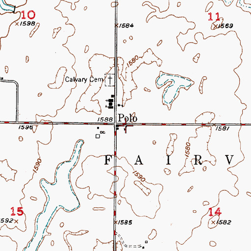 Topographic Map of Polo Fire Department, SD