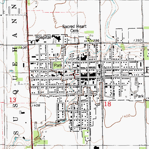 Topographic Map of Parkston Volunteer Fire Department, SD