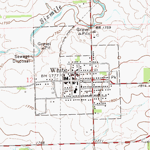 Topographic Map of White Volunteer Fire Department, SD
