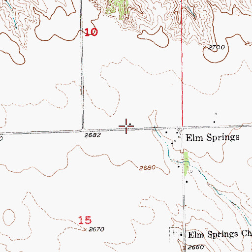 Topographic Map of Elm Springs Fire Department, SD