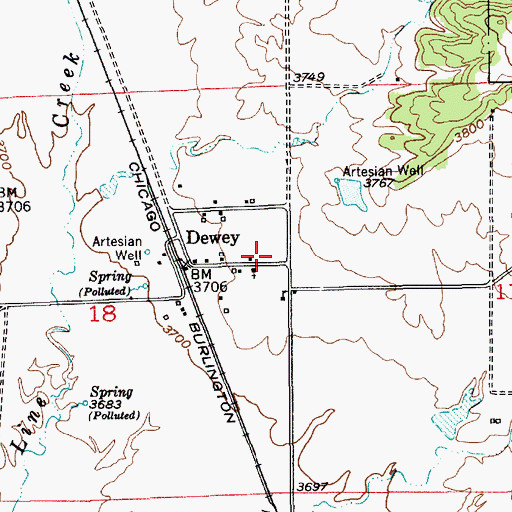 Topographic Map of Dewey Volunteer Fire Department, SD