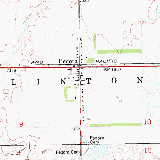 Topographic Map of Fedora Fire Station, SD