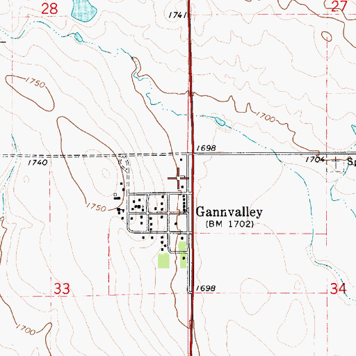 Topographic Map of Gan Valley Fire Department, SD