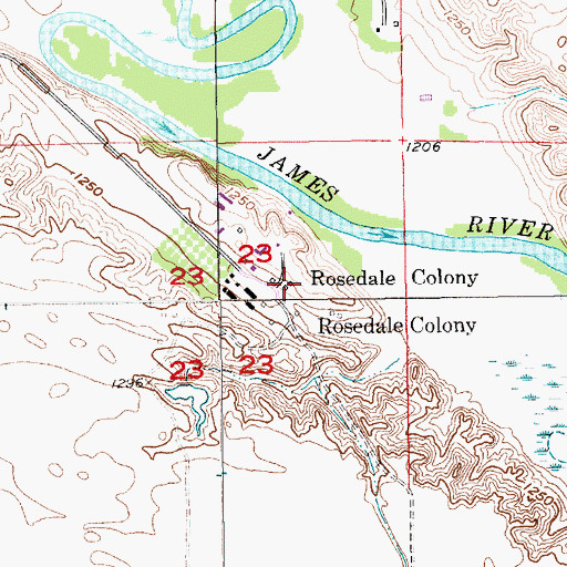 Topographic Map of Rosedale Fire Department, SD