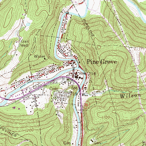 Topographic Map of Wetzel County Emergency Ambulance Authority Station 50, WV