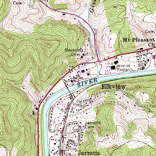 Topographic Map of Kanawha County Emergency Ambulance Authority Station 297, WV