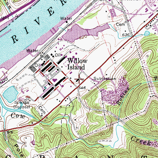 Topographic Map of Cytec Industries Willow Island Ambulance, WV