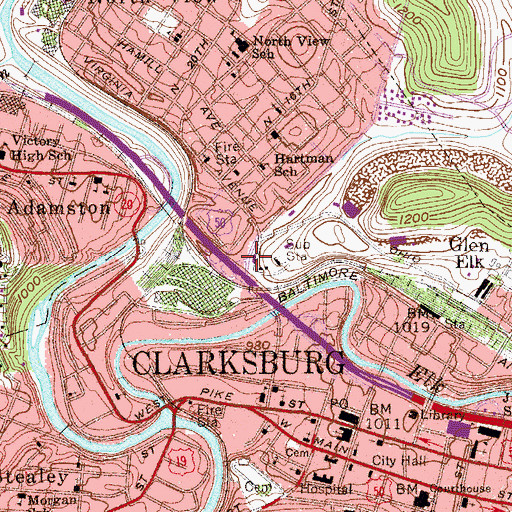 Topographic Map of Harrison County Emergency Squad, WV