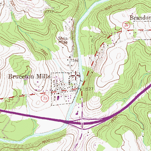 Topographic Map of Bruceton Community Ambulance Service 3, WV