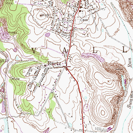 Topographic Map of Valley District Ambulance Service, WV