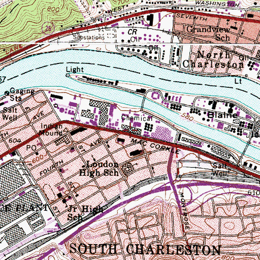 Topographic Map of Dow Chemical Company Ambulance, WV