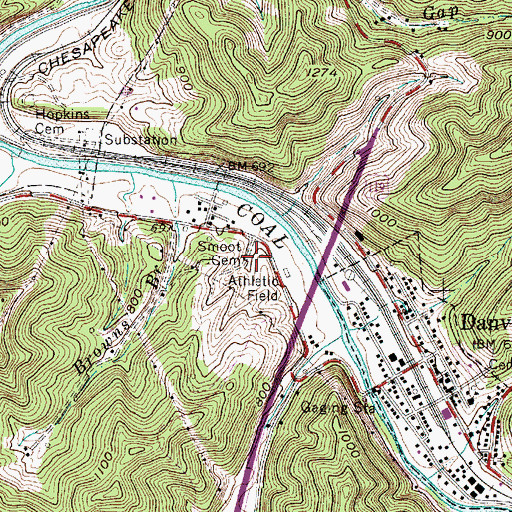 Topographic Map of Boone County Ambulance Authority Medic Station 20, WV