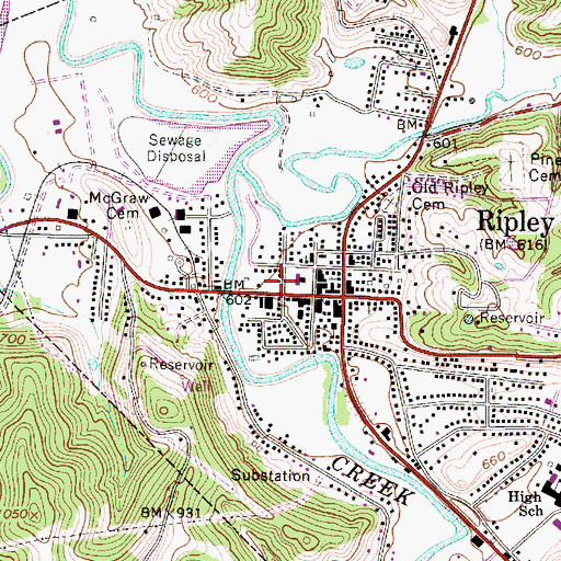 Topographic Map of Jackson County Emergency Medical Services Station 402, WV