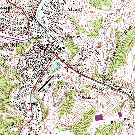 Topographic Map of Roane County Emergency Squad 700, WV