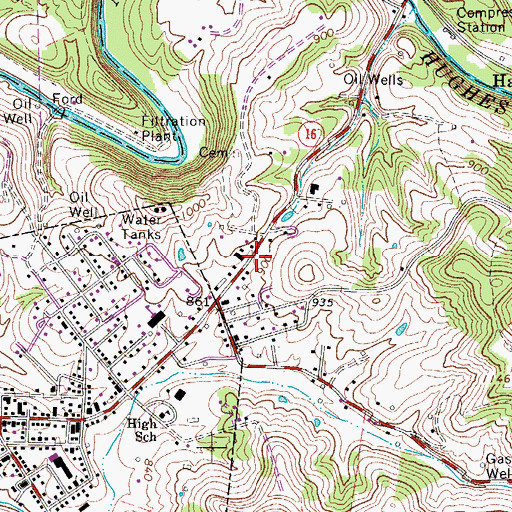 Topographic Map of Ritchie County Ambulance Authority Station 42, WV