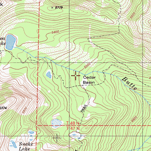 Topographic Map of Cedar Basin, CA