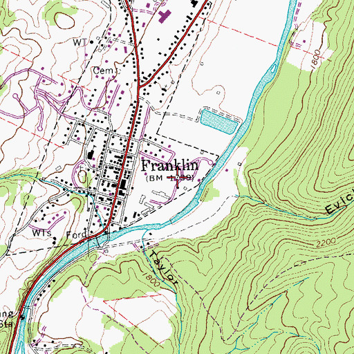 Topographic Map of Pendleton County Emergency Rescue Franklin, WV