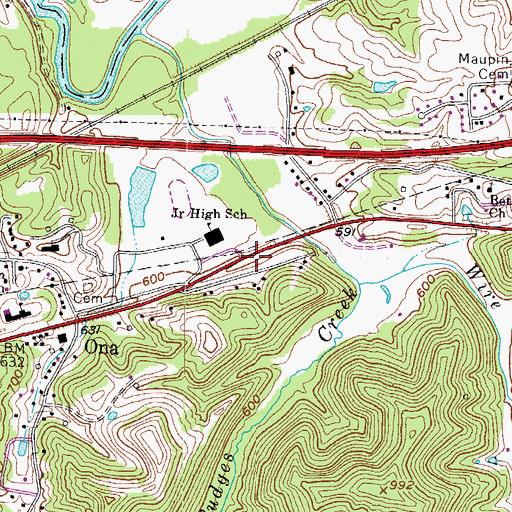 Topographic Map of Cabell County Emergency Medical Services Station 1, WV