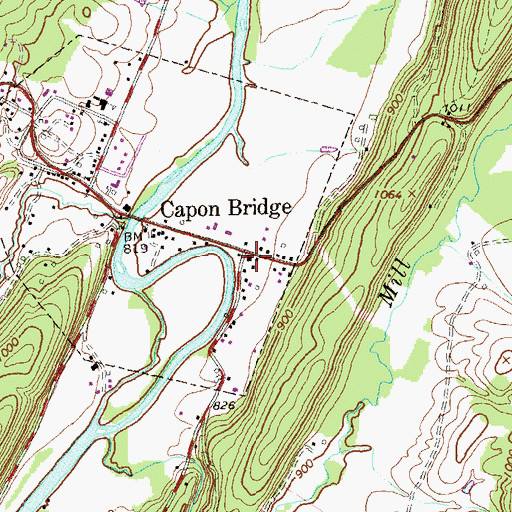 Topographic Map of Capon Bridge Rescue Squad, WV