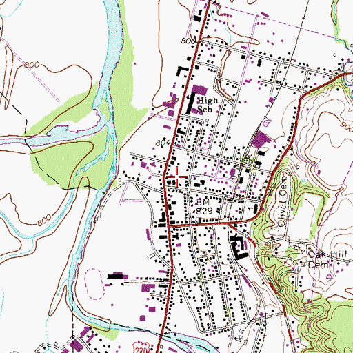 Topographic Map of Fraley Ambulance Service, WV