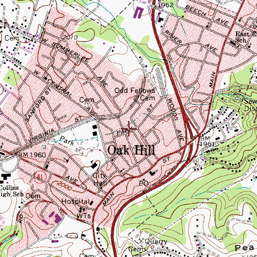 Topographic Map of Jan - Care Ambulance Service Oak Hill, WV
