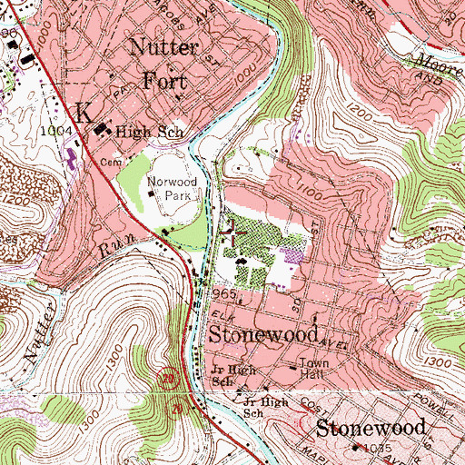 Topographic Map of Jan - Care Ambulance Service Stonewood, WV