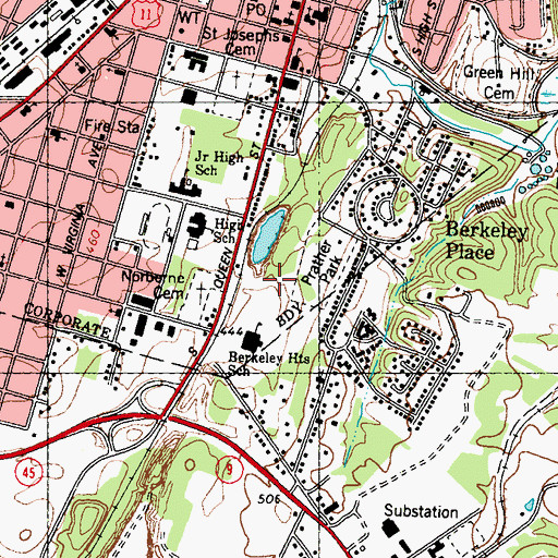 Topographic Map of Berkeley County Emergency Ambulance Authority Main Station Unit 97, WV