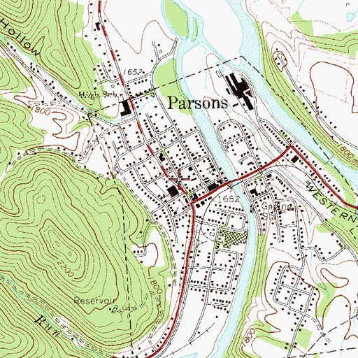 Topographic Map of Tucker County Emergency Medical Services, WV