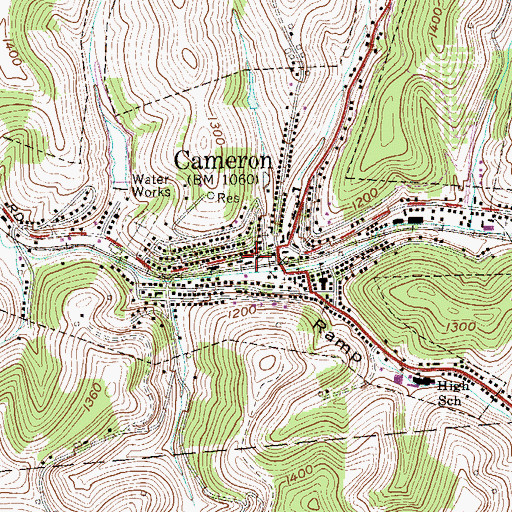 Topographic Map of Cameron Volunteer Emergency Squad, WV