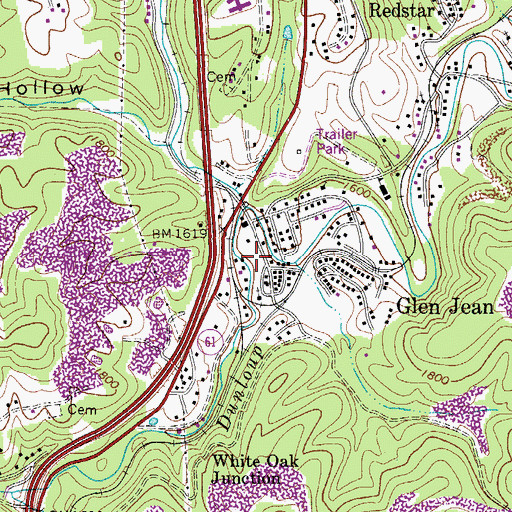 Topographic Map of National Park Service New River Gorge National River Headquarters, WV