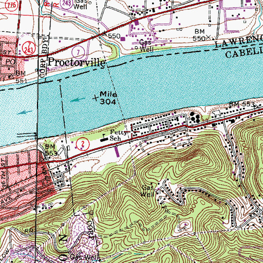 Topographic Map of Cabell County Emergency Medical Services Station 4, WV