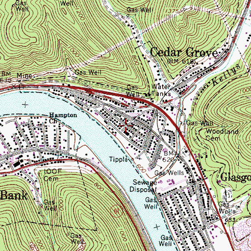 Topographic Map of Kanawha County Emergency Ambulance Authority Station 68, WV